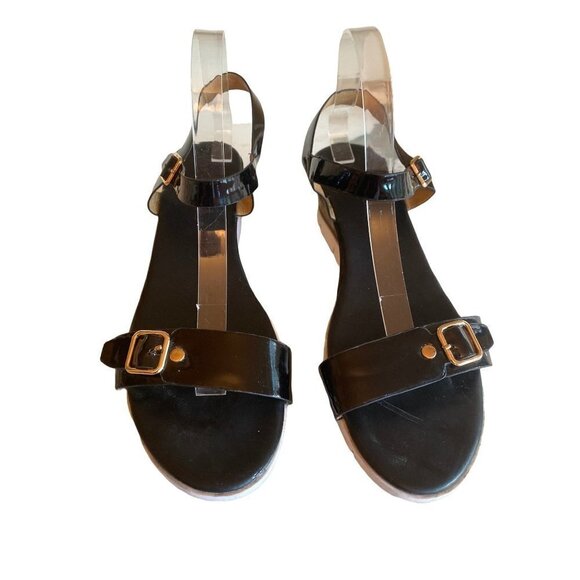 Pierre Dumas Black Strap Sandal White Sole Size 42 - Picture 1 of 7